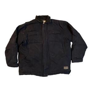 C.E. Schmidt Insulated Quilted Collared Jacket Size XL Black Work Coat Canvas